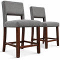 Airfind 2 Piece Bar Chair Set with Hollowed Back and Rubber Wood Legs, 400 lbs Capacity, Rubber Wood Acacia Wood Sponge PVC Leather Frame, Gray