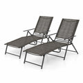 Airfind 2 Piece Patio Folding Chaise Lounge Chairs Recliner with 6-Level Backrest, 61-74.5 x 25 x 25.5-40Folding Footprint, Coffee