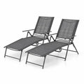 Airfind 2 Piece Patio Folding Chaise Lounge Chairs Recliner with 6-Level Backrest, 61-74.5 x 25 x 25.5-40Folding Footprint, Gray