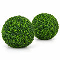 Airfind 2 Pieces 15.7 Inch Artificial Boxwood Topiary Ball Tree Set, PE Frame, 19 Inch x 19 Inch x 19 Inch Footprint, Green
