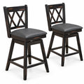 Airfind 2 Pieces 24 Inch Swivel Counter Height Barstool Set with Rubber Wood Legs, 264 lbs Capacity, PVC High density sponge rubber wood Frame