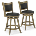 Airfind 2 Pieces 24 Inch Swivel Counter Stool Dining Chair Upholstered Seat, 264 lbs Capacity, 17.5 x 19 x 38 Footprint, Gray