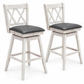 Airfind 2 Pieces 29 Inches Swivel Counter Height Barstool Set with Rubber Wood Legs, 265 lbs Capacity, PVC High density sponge rubber wood Frame