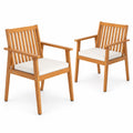 Airfind 2 Pieces Patio Dining Chairs Outdoor Acacia Wood Chairs with Removable Padded Cushion, Acacia Wood Sponge Non-woven Fabric Frame, Natural