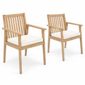 Airfind 2 Pieces Patio Dining Chairs Outdoor Acacia Wood Chairs with Removable Padded Cushion, Acacia Wood Sponge Non-woven Fabric Frame, Wood