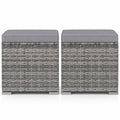 Airfind 2 Pieces Patio Ottoman with Hidden Storage Space-Mix Grey, 350 lbs Capacity, Metal PE Rattan Sponge Polyester Frame, Grey