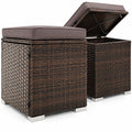 Airfind 2 Pieces Patio Ottoman with Removable Cushions, 350 lbs Capacity, Metal PE Rattan Sponge Polyester Frame, 16 x 16 x 15.5 Footprint, Gray