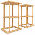 Airfind 2 Pieces Side Table with Storage Shelves and Bamboo Construction, 22 lbs Capacity, Bamboo Frame, 15.7 x 11 x 25.6 Footprint, Natural