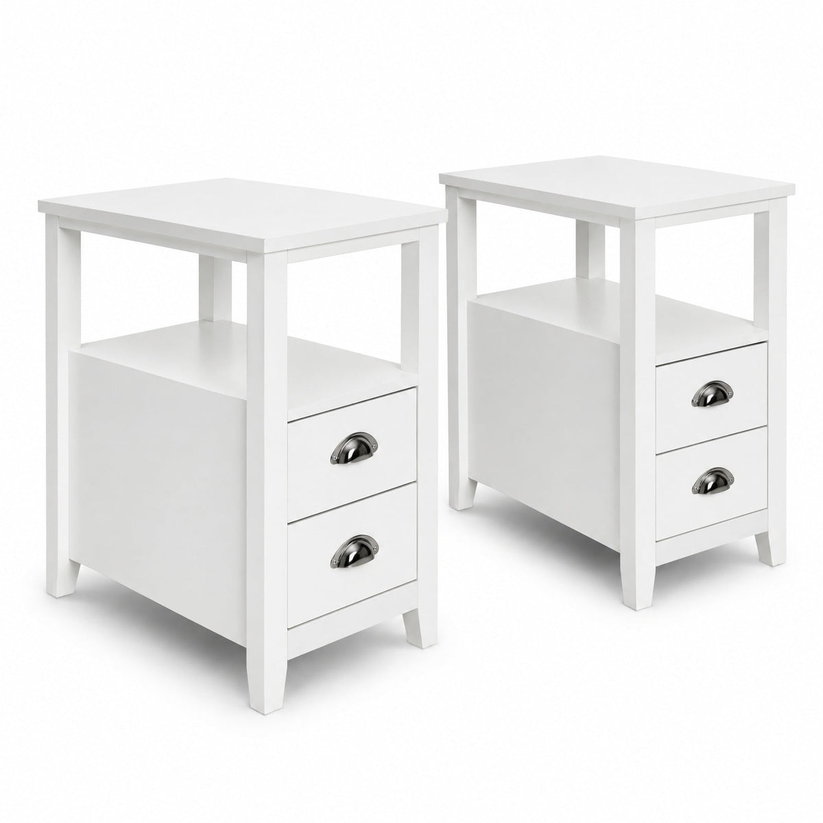 Airfind 2 Pieces Wooden Bed-side Nightstand Set with 2 Drawers, 33 lbs Capacity, Practice board Frame, White