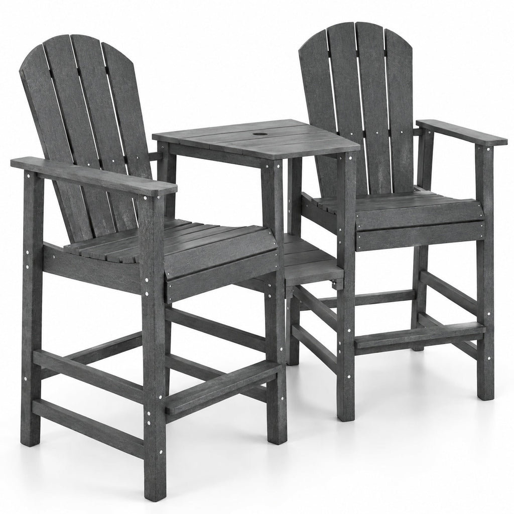 Airfind 2-Seat Adirondack Chair All-Weather Adirondack Chair with Double Connecting Tray, Chair 330 lbs Capacity, HDPE Frame, Gray