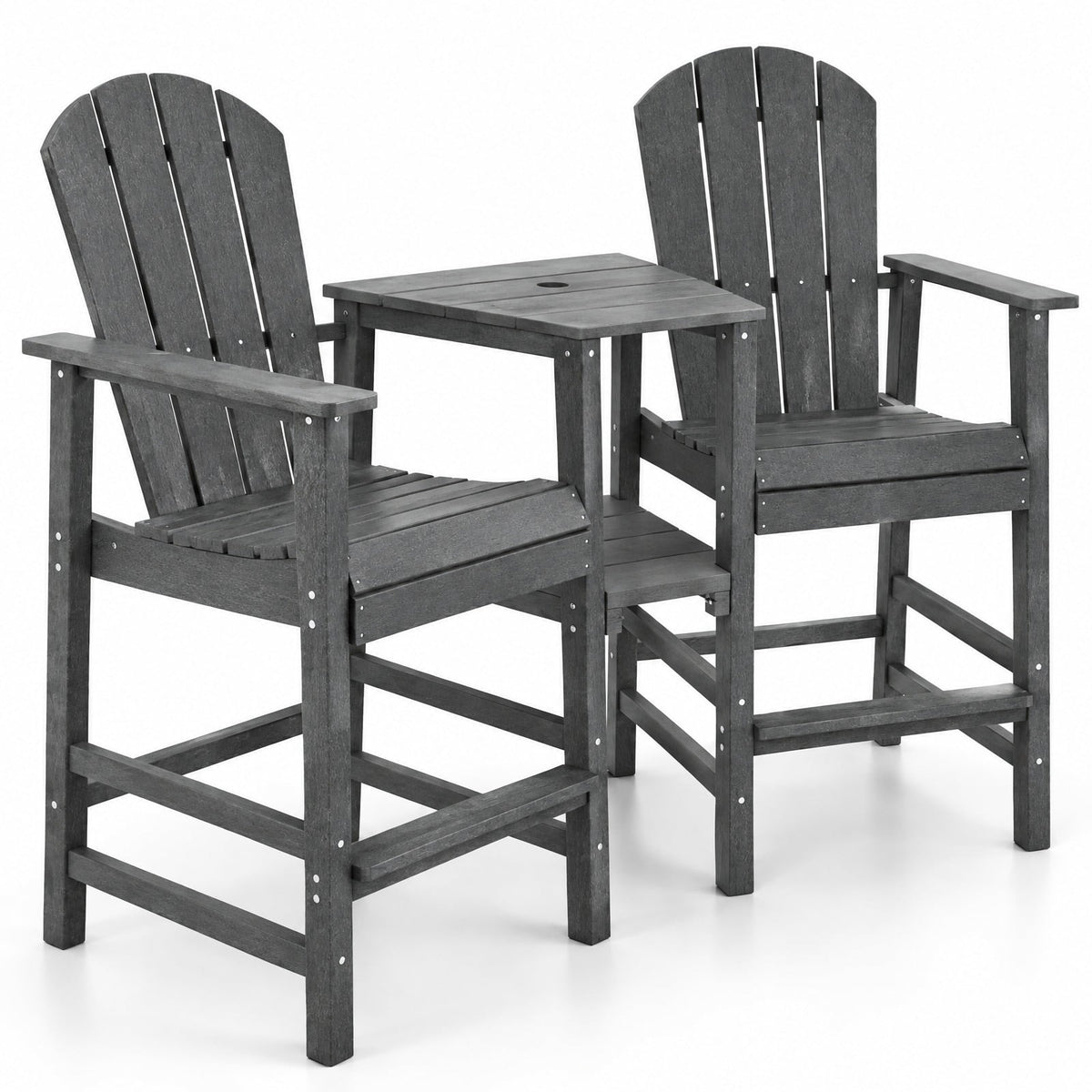 Airfind 2-Seat Adirondack Chair All-Weather Adirondack Chair with Double Connecting Tray, Chair 330 lbs Capacity, HDPE Frame, Gray