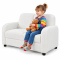 Airfind 2-Seat Kids Sofa Toddler Sofa Couch with Soft Teddy Fleece Upholstery and Solid Wooden Frame, 330 lbs Capacity, for 3+ Years Old, White