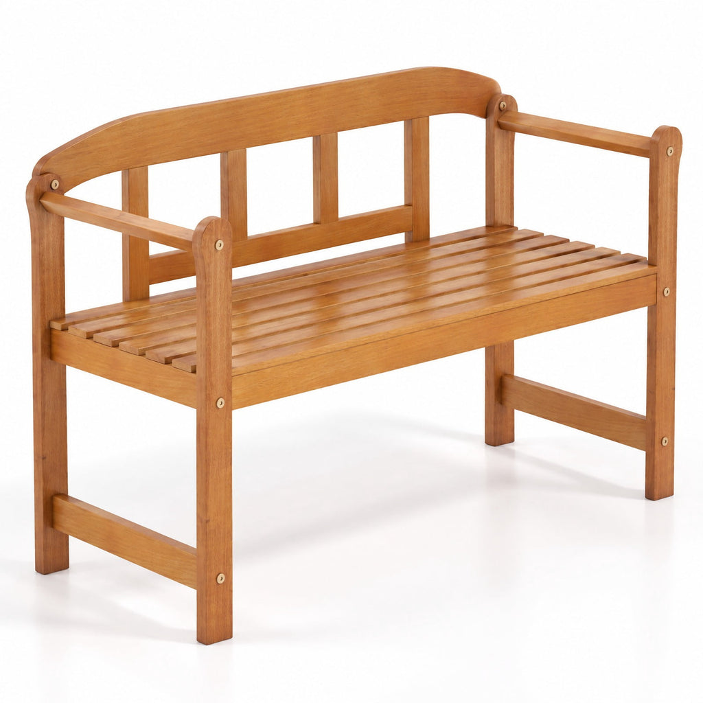 Airfind 2-Seater Outdoor Acacia Wood Garden Bench with Backrest Armrests, 800 lbs Capacity, Acacia Wood Frame, Wood