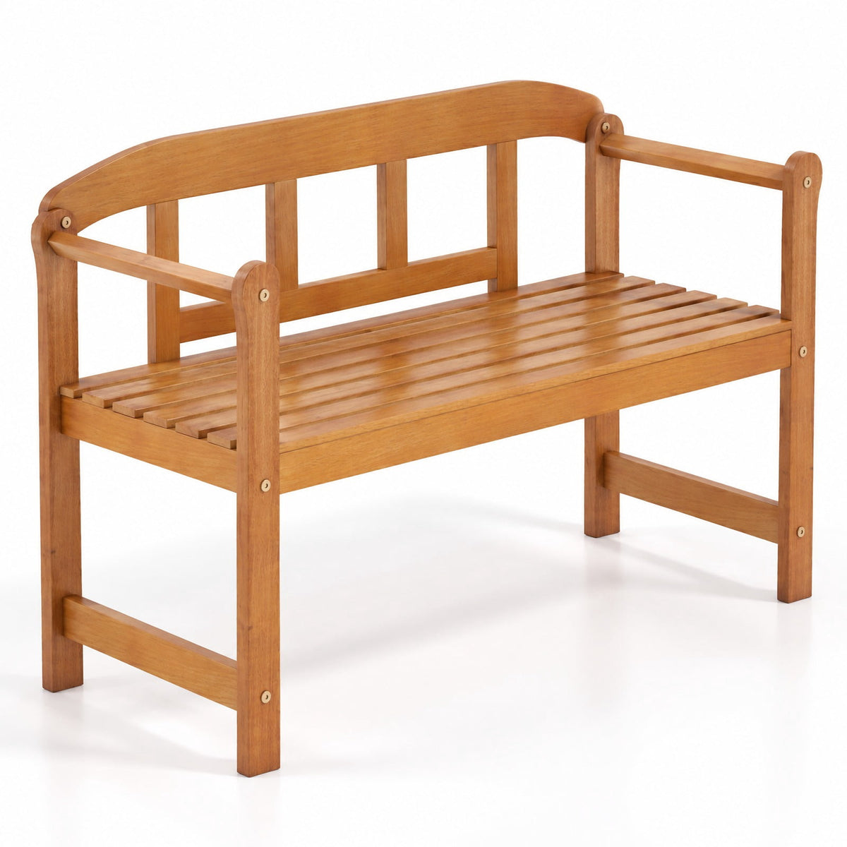 Airfind 2-Seater Outdoor Acacia Wood Garden Bench with Backrest Armrests, 800 lbs Capacity, Acacia Wood Frame, Wood