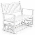Airfind 2 Seats Outdoor Glider Bench with Armrests and Slatted Seat, 500 lbs Capacity, Poplar Wood Frame, 50 x 27 x 39 Footprint, White