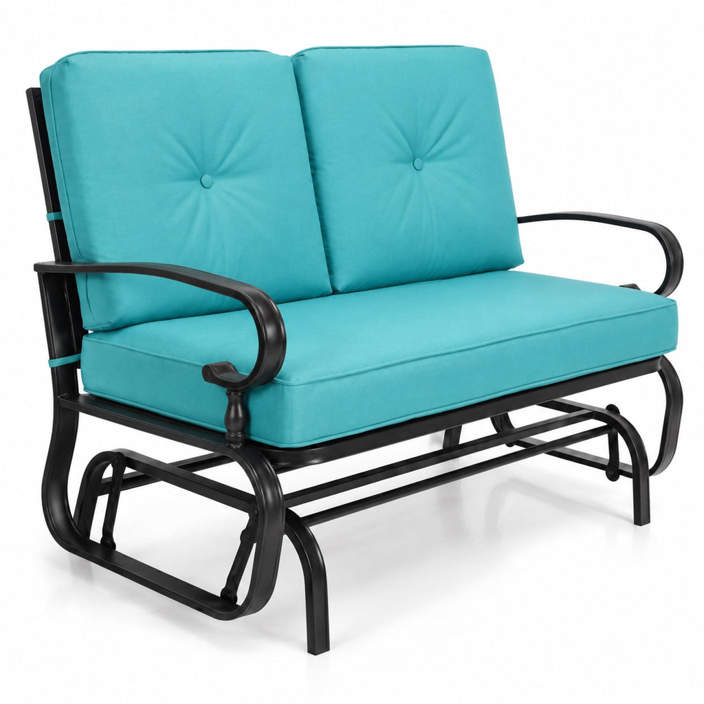 Airfind 2 Seats Outdoor Swing Glider Chair with Comfortable Cushions, 440 lbs Capacity, Steel olefin fabric foam Frame, Green