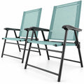 Airfind 2 Set of Patio Dining Chair with Armrests and Metal Frame, Chair 330 lbs Capacity, Metal Fabric Unfolding Frame, 25.5 x 24 x 37 Footprint