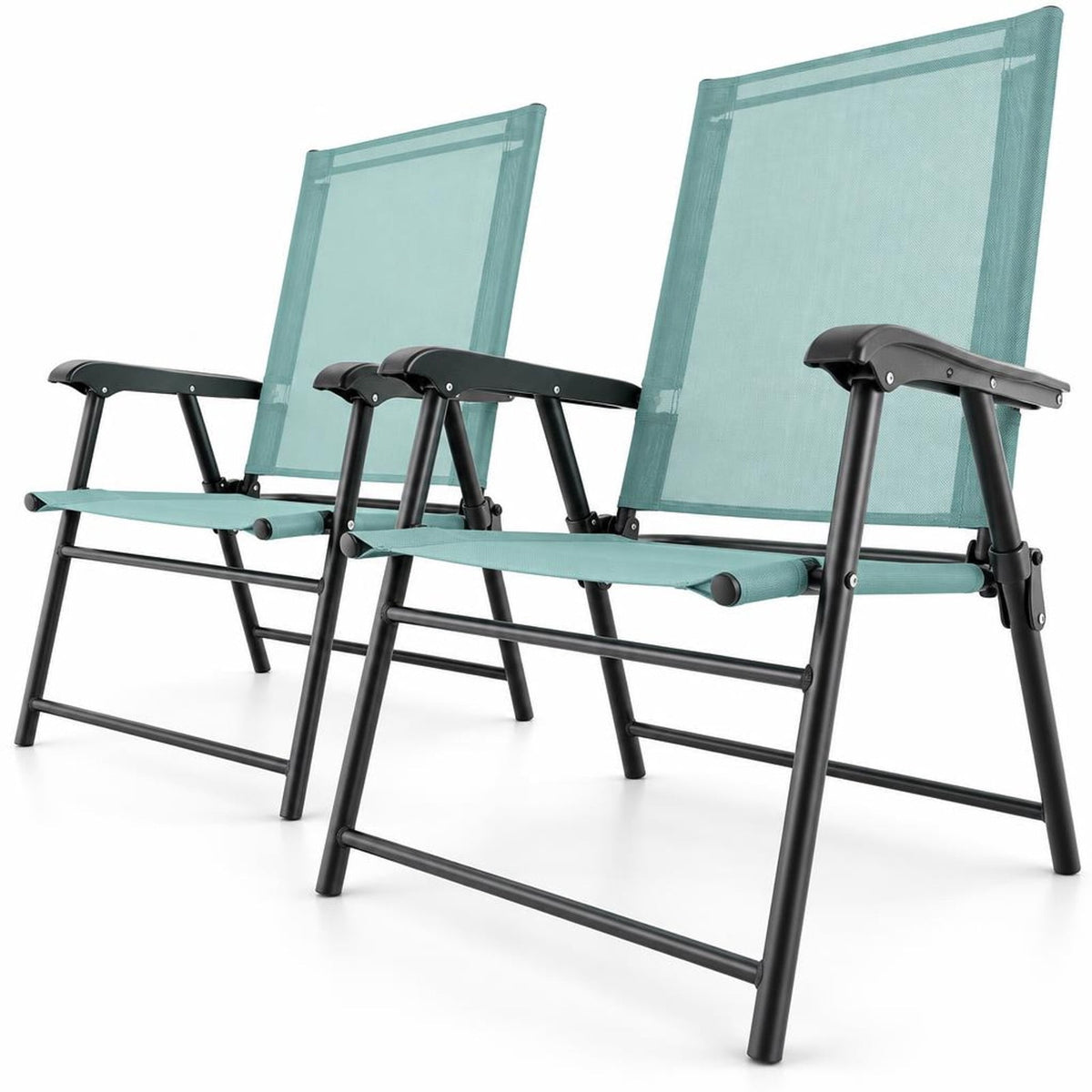 Airfind 2 Set of Patio Dining Chair with Armrests and Metal Frame, Chair 330 lbs Capacity, Metal Fabric Unfolding Frame, 25.5 x 24 x 37 Footprint