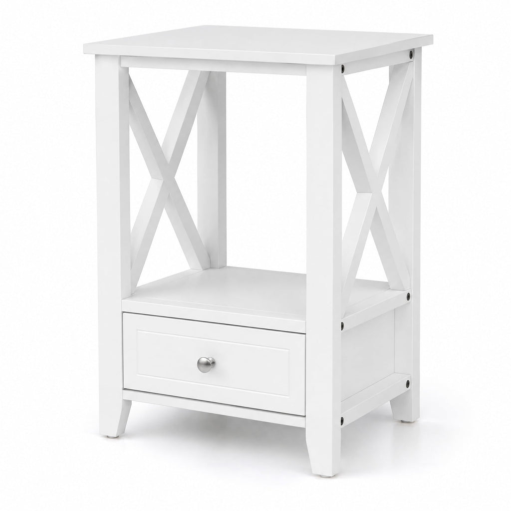 Airfind 2-Tier 16 x 14 Inch Multifunctional Nightstand with Storage Drawer, 66 lbs Capacity, MDF Frame, 16in x 12in x 24in (L x W x H) Drawer Footprint
