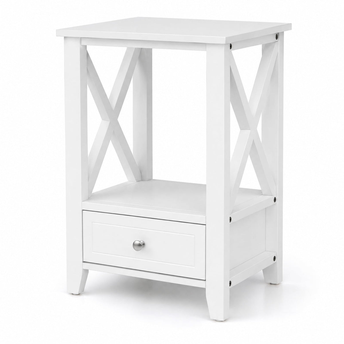 Airfind 2-Tier 16 x 14 Inch Multifunctional Nightstand with Storage Drawer, 66 lbs Capacity, MDF Frame, 16in x 12in x 24in (L x W x H) Drawer Footprint