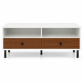 Airfind 2 Tier 40 Inch Length Modern Rectangle Coffee Table with Storage Shelf and Drawers, 200 lbs Capacity, Engineered Wood MDF Frame, White