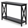 Airfind 2-Tier Console X-Design Sofa Side Accent Table, 66 lbs Capacity, P2 MDF Frame, 39.5 x 12 x 31.5 Footprint, Black