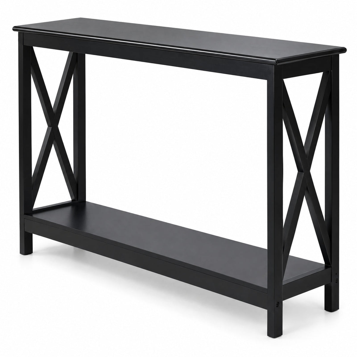 Airfind 2-Tier Console X-Design Sofa Side Accent Table, 66 lbs Capacity, P2 MDF Frame, 39.5 x 12 x 31.5 Footprint, Black