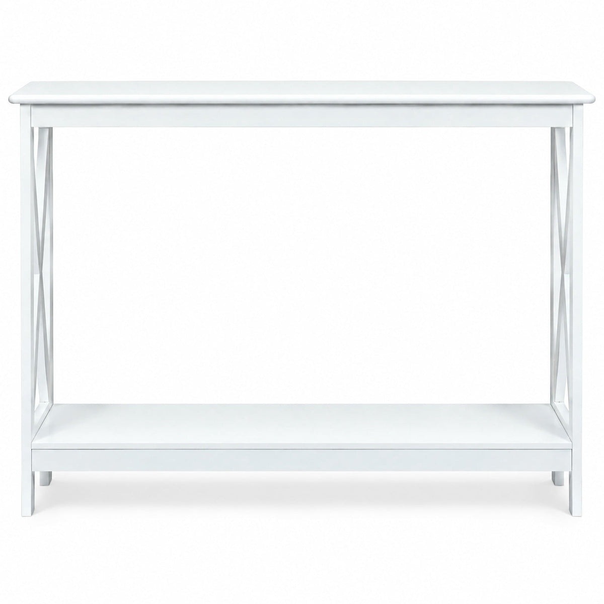 Airfind 2-Tier Console X-Design Sofa Side Accent Table, 66 lbs Capacity, P2 MDF Frame, 39.5 x 12 x 31.5 Footprint, White