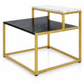 Airfind 2 Tier End Side Table with Metal and Storage Shelf for Living Room, 66 Lbs Capacity, Metal Mdf, 24 Inch X 18 Inch X 22 Inch, White