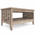 Airfind 2-Tier Farmhouse Coffee Table with Open Shelf and Woven Decorations for Living Room, 135 lbs Capacity, Engineered Wood MDF Frame, Coffee