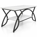 Airfind 2-Tier Faux Marble Coffee Table with Marble Top and Metal Frame, 110 lbs Capacity, Engineered wood steel Frame, Black White