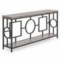 Airfind 2-Tier Faux Marble Top Console Table with Storage Shelf for Hallway, 110 lbs Capacity, MDF Metal Frame, Brown