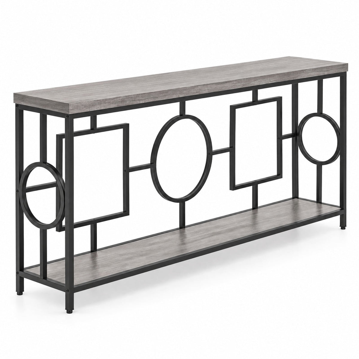 Airfind 2-Tier Faux Marble Top Console Table with Storage Shelf for Hallway, 110 lbs Capacity, MDF Metal Frame, Brown