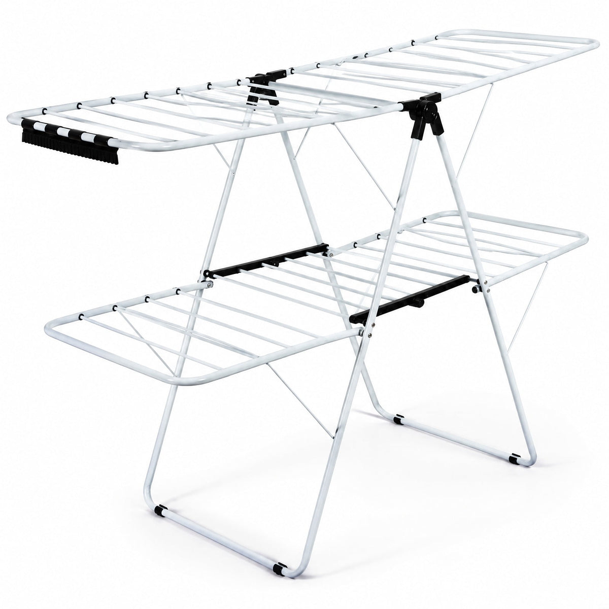 Airfind 2-Tier Foldable Clothes Drying Rack with Adjustable Gullwing, 80 lbs Capacity, Steel Plastic Frame for Everyday Use, White