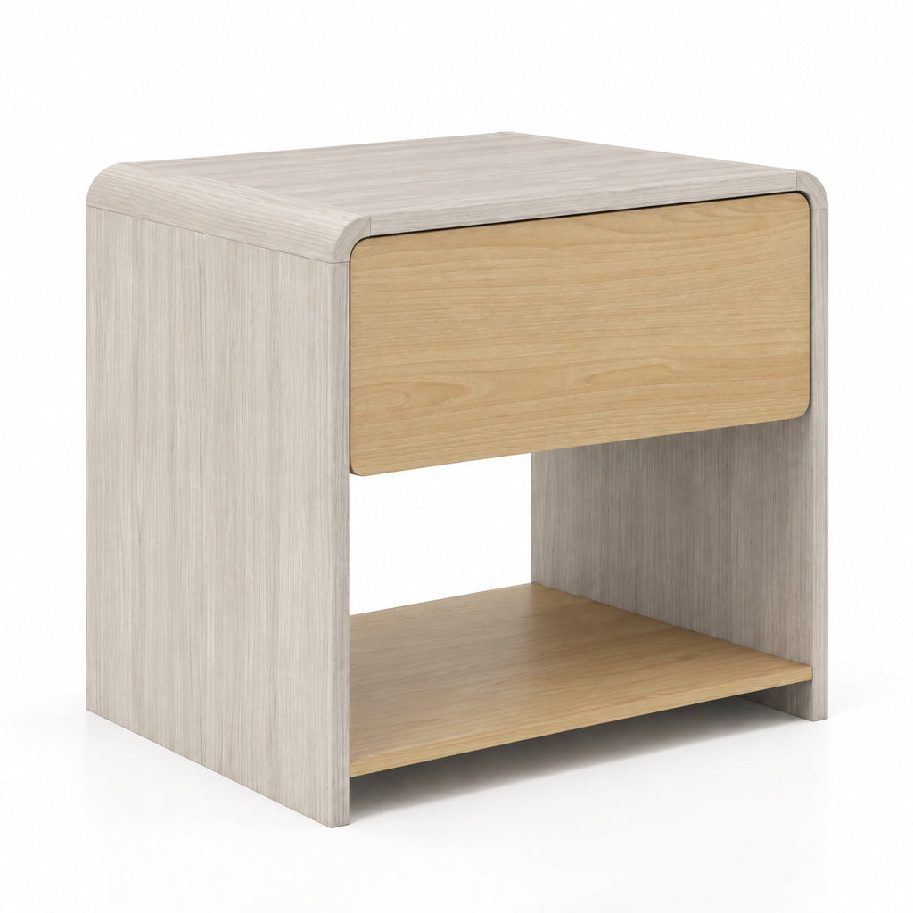 Airfind 2-Tier Modern Style Nightstand with Drawer and Open Shelf, 77 lbs Capacity, Metal Engineered Wood Frame, 24in x 18in x 23in Footprint, Oak