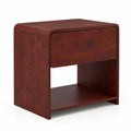 Airfind 2-Tier Modern Style Nightstand with Drawer and Open Shelf for Bedroom, in Total 77 lbs Capacity, Metal Engineered Wood Frame, Walnut