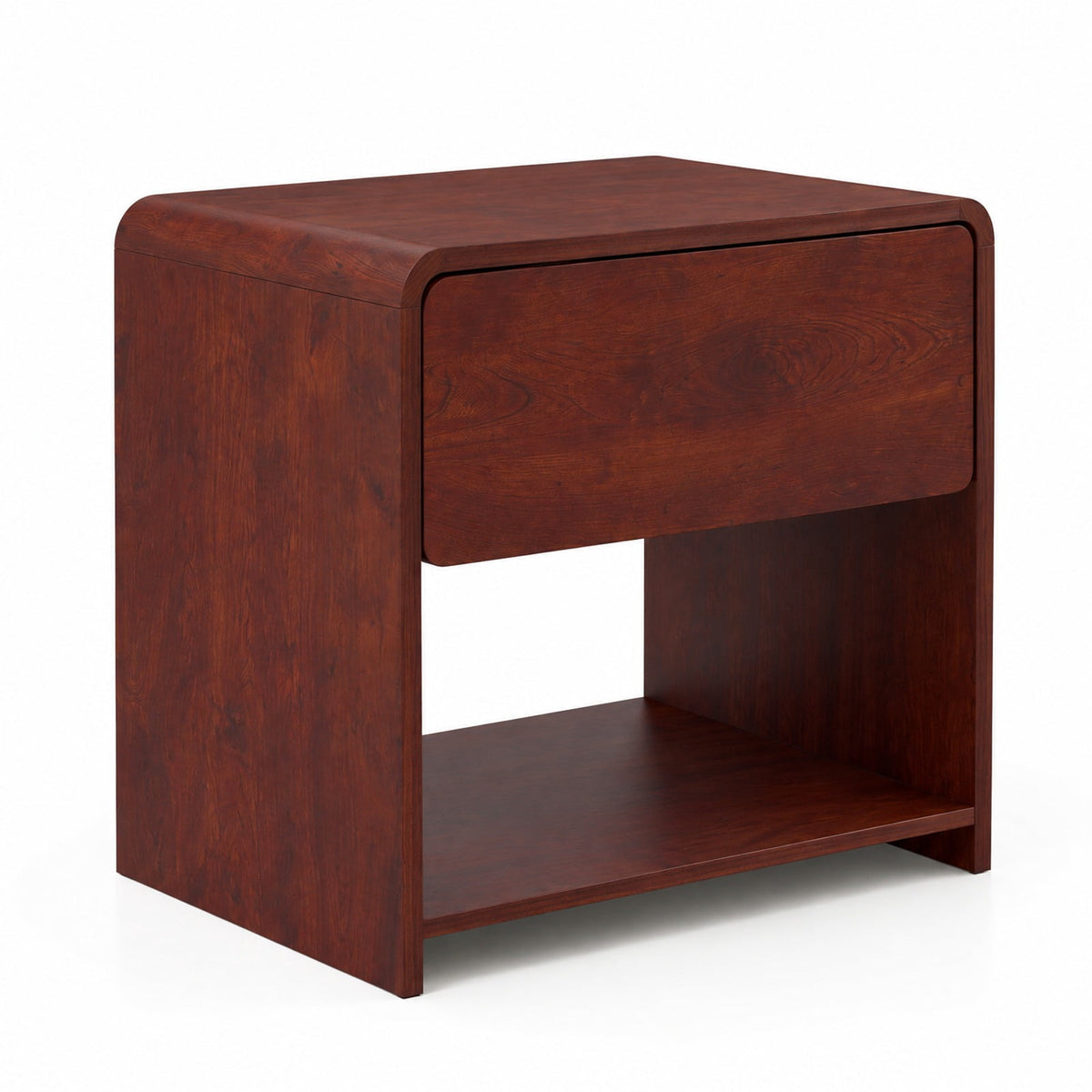 Airfind 2-Tier Modern Style Nightstand with Drawer and Open Shelf for Bedroom, in Total 77 lbs Capacity, Metal Engineered Wood Frame, Walnut