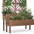 Airfind 2-Tier Raised Garden Bed with Trellis, Fir wood Frame, 43 x 24.5 x 53 (L x W x H) Interior Footprint, Brown