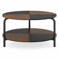 Airfind 2-Tier Round Coffee Table Metal Frame with Storage Shelf, 220 lbs Capacity, Engineered Wood Metal Frame, Coffee