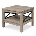 Airfind 2-Tier Square Side Table with Storage Shelf and X-Frame for Bedroom Living Room, 220 lbs Capacity, Engineered Wood MDF Frame, Brown