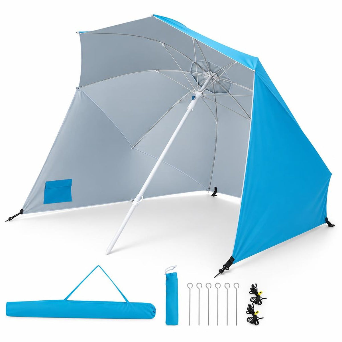 Airfind 2-in-1 Beach Shelter Umbrella UPF 50+ with Side Panels for Camping Picnic, Oxford Cloth Fiberglass Pole Metal PP Frame, Turquoise
