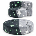 Airfind 2-in-1 Convertible Glow in the Dark Kids Sofa with Removable Washable Cover, Flannel Fabric Sponge Frame, for 3+ Years Old, Gray
