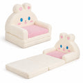 Airfind 2-in-1 Convertible Kids Sofa to Lounger with Bunny Pattern, Cotton Velvet Sponge Frame, for 18-36 Months Old, Pink