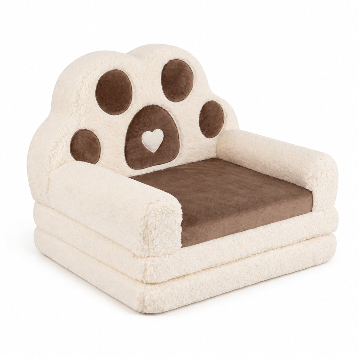 Airfind 2-in-1 Convertible Kids Sofa to Lounger with Removable Cover, Cotton Velvet Sponge Frame, for 18-36 Months Old, Brown