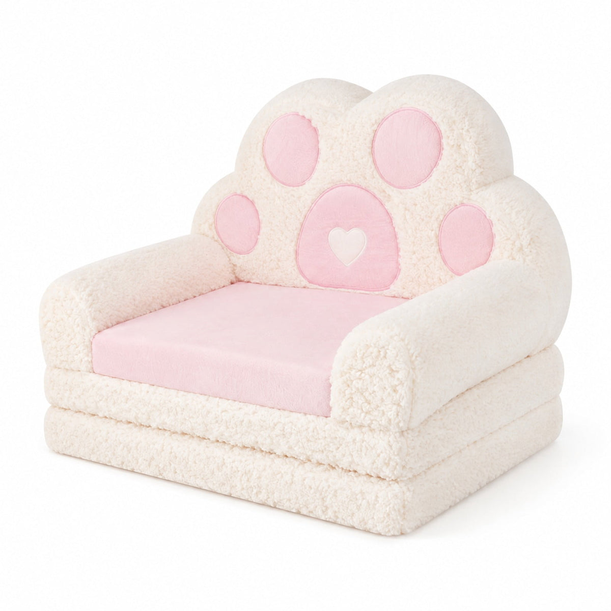 Airfind 2-in-1 Convertible Kids Sofa to Lounger with Removable Cover, Cotton Velvet Sponge Frame, for 18-36 Months Old, Pink