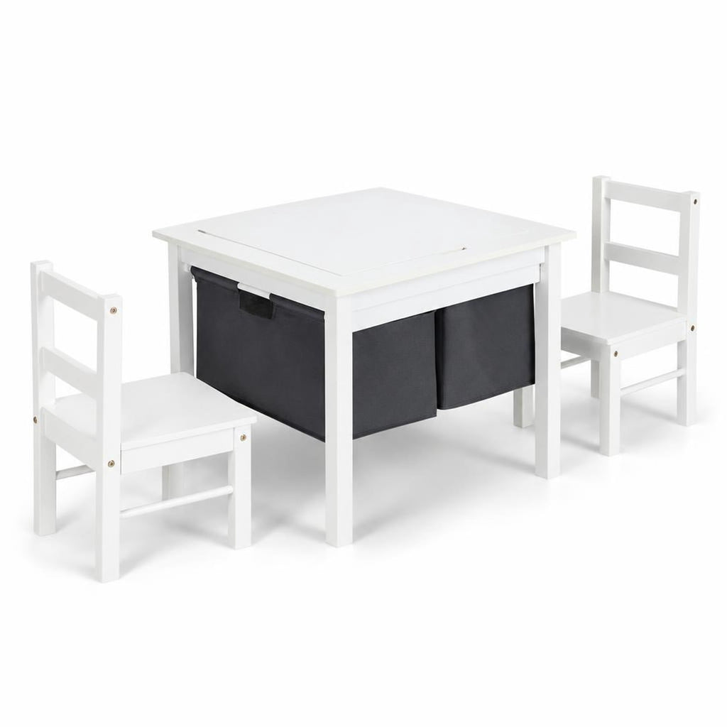 Airfind 2-in-1 Youth Activity Table and 2 Chairs Set with Storage Building Block Table, 200 Lbs Capacity, MDF Non-woven Fabric, for 3-8 Years, White