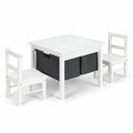 Airfind 2-in-1 Youth Activity Table and 2 Chairs Set with Storage Building Block Table, 200 Lbs Capacity, MDF Non-woven Fabric, for 3-8 Years, White