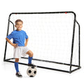 Airfind 2-in-1 Kids Soccer Goal and Rebounder with 5 Angle Adjustment and Height-Adjustable Frame Stakes and Carry Bag for Backyard Training Practice Ages 6 Plus, Black