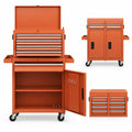 Airfind 2-in-1 Rolling Tool Chest with 5 Sliding Lockable Drawers, 220.5 lbs Capacity, Steel rubber-plastic synthetic Frame, Orange