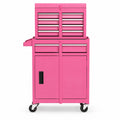 Airfind 2-in-1 Rolling Tool Chest with 5 Sliding Lockable Drawers, 220.5 lbs Capacity, Steel rubber-plastic synthetic Frame, Pink Main